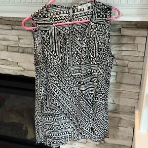 Flowy Faux Wrap Front Patterned Top- M